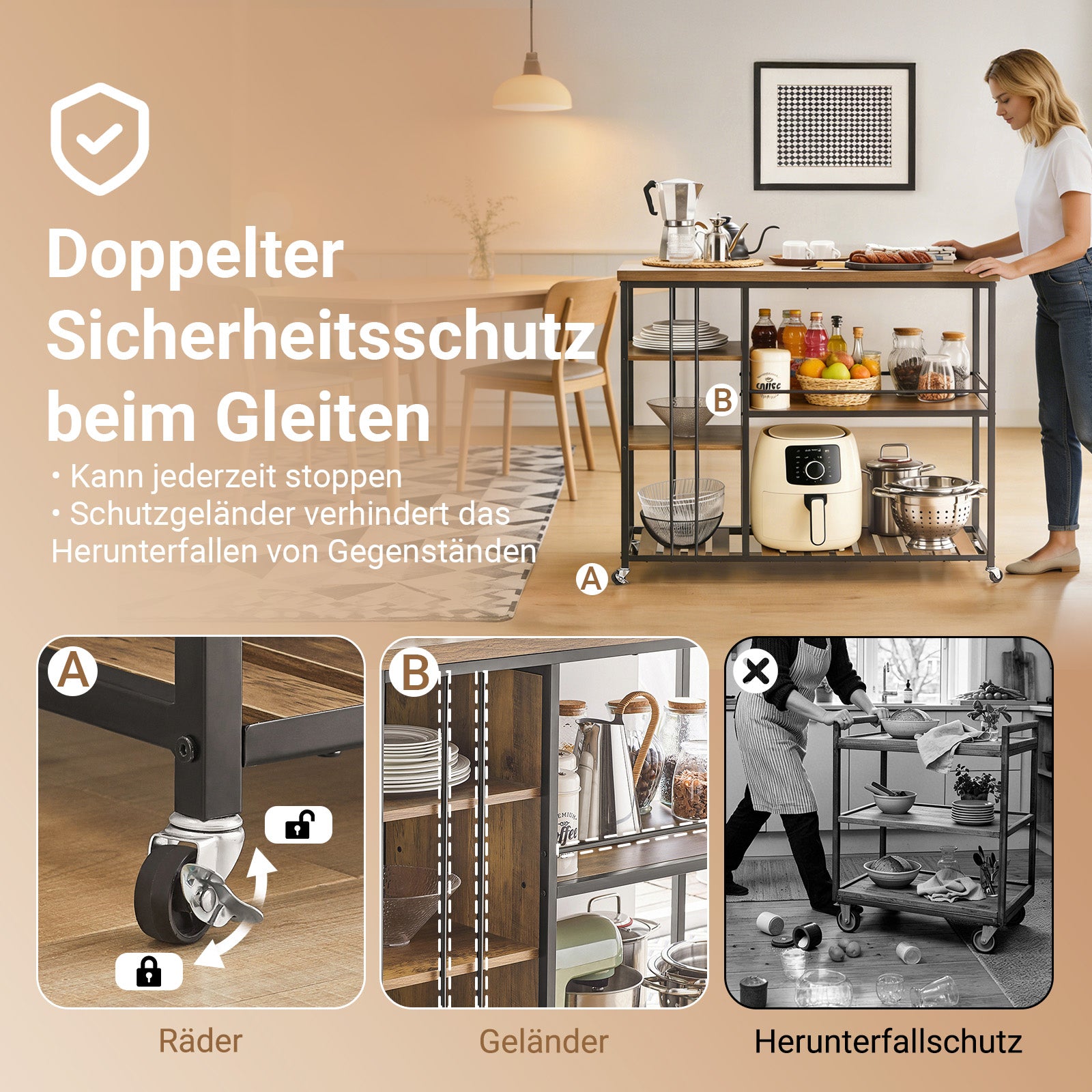 SoBuy | Servierwagen | Küchenschrank | Mehrzweckschrank | SVW18-II-F