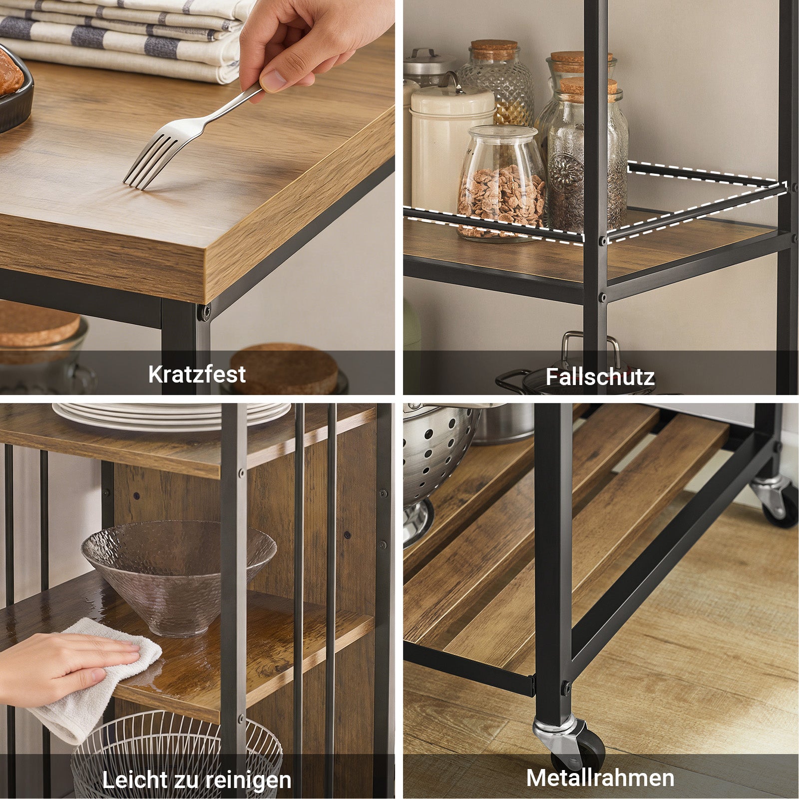 SoBuy | Servierwagen | Küchenschrank | Mehrzweckschrank | SVW18-II-F