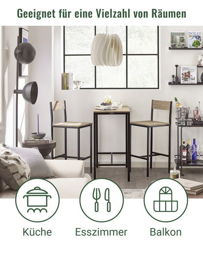 SoBuy | Bartisch mit 2 Hockern | Bartisch set | 3-teilig | OGT03-N