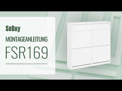 SoBuy Schuhkipper schmal, 19 cm tief, 4 Klappen + 2 Schubladen – Weiß FSR169-W