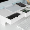 SoBuy | Monitorerhöhung | Monitorständer mit Schubladen | Weiß | BBF02-W