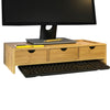 SoBuy | Monitorerhöhung | Monitorständer mit 3 Schubladen | Bambus | BBF03-N
