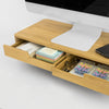 SoBuy | Design Monitorerhöhung | Monitorständer mit 2 Schubladen | Bambus | BBF06-N