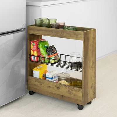 SoBuy | Nischenregal mit 3 Etagen | Küchenregal | Rollwagen | BZR46-N