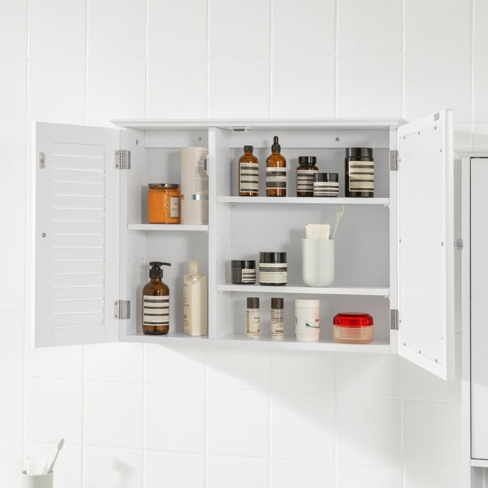 SoBuy | Spiegelschrank | Hängeschrank mit Spiegeltür | Badschrank Weiß | BZR55-W