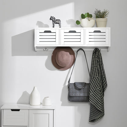 SoBuy | Wandgarderobe | Hängeregal | Flurgarderobe Weiß | FHK19-W
