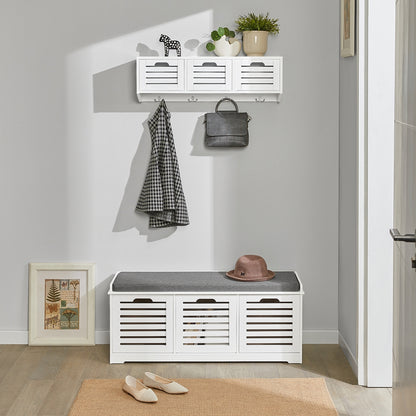 SoBuy | Wandgarderobe | Hängeregal | Flurgarderobe Weiß | FHK19-W