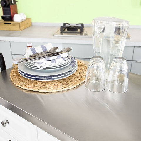 SoBuy | Kücheninsel | Küchenwagen mit Edelstahlplatte | Küchenschrank Weiß | FKW33-W