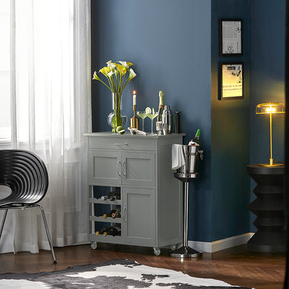 SoBuy Servierwagen mit Flaschenablagen Küchenwagen Hellgrau 67x86x38cm FKW45-HG