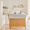 SoBuy | Kücheninsel | Küchenwagen mit erweiterbarer Arbeitsfläche | Küchenschrank Bambus | FKW69-N