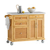 SoBuy | Kücheninsel | Küchenwagen mit Edelstahlarbeitsplatte | Küchenschrank Bambus | FKW70-N