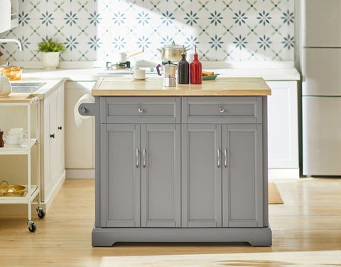SoBuy | Kücheninsel | Küchenwagen mit erweiterbarer Arbeitsfläche | Küchenschrank | FKW71-HG