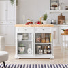 SoBuy | Kücheninsel | Küchenwagen mit erweiterbarer Arbeitsfläche | Küchenschrank Weiß | FKW71-WN
