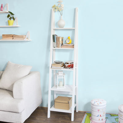 SoBuy Leiterregal Weiß Bücherregal Standregal Holz FRG101-W