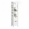 SoBuy | Bad Hochschrank | Badschrank Weiß | Badezimmermöbel Landhaus | FRG126-W