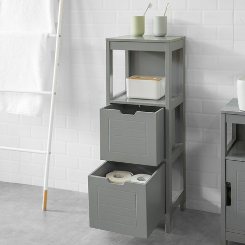 Sobuy | Koupelna vysoká skříňka Koupelnová skříňka šedá | Koupelní nábytek venkovský dům | FRG127-SG