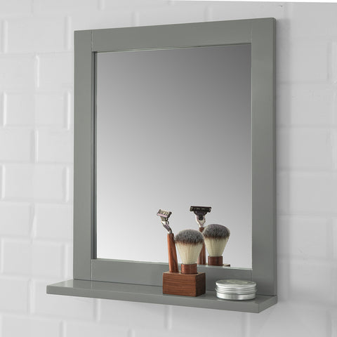 SoBuy | Badspiegel mit Ablage | Wandspiegel | Spiegel stahlgrau | FRG129-SG