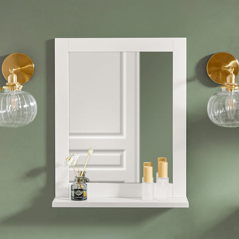 SoBuy | Badspiegel mit Ablage | Wandspiegel | Spiegel Weiß | FRG129-W