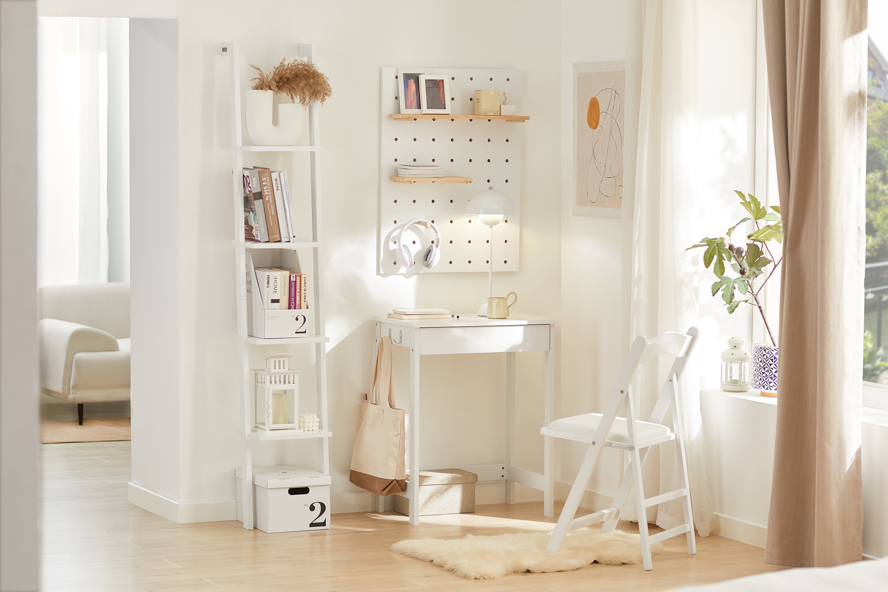 SoBuy | Leiterregal | Treppenregal | Badregal Weiß | FRG15-W