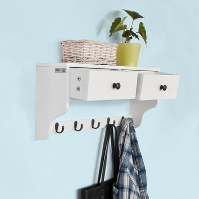 SoBuy | Wandgarderobe | Hängeregal mit Schubladen | Weiß | FRG178-W