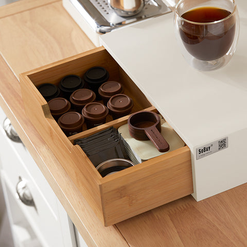 SoBuy | Kaffeekapsel Box | Aufbewahrungsbox | Schubladenbox Bambus | FRG179-WN