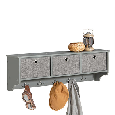 SoBuy | Wandgarderobe | Kleiderhaken | Flurgarderobe Hellgrau | FRG282-HG