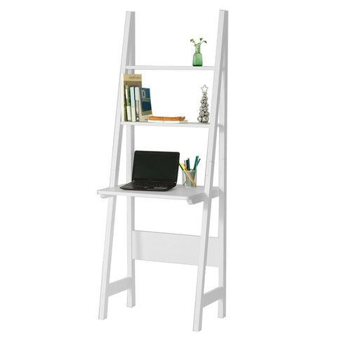 SoBuy | Bücherregal | Schreibtisch mit Regall | Treppenregal Weiß | FRG60-W