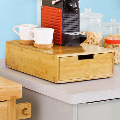 SoBuy | Kaffeekapsel Box | Kapselspender | Aufbewahrungsbox Bambus | FRG83-N