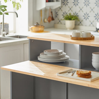 SoBuy | Sideboard mit Schiebetüren | Küchenschrank | Kommode hellgrau | FSB36-HG