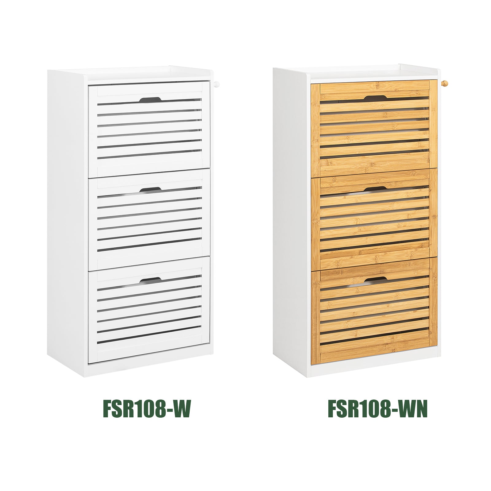 SoBuy | Schuhkipper | Schuhschrank mit 3 Klappen | Schuhkommode Weiß | FSR108-W