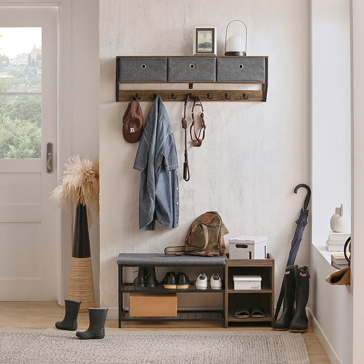 SoBuy | Wandgarderobe | Hängeregal | Flurgarderobe vintage | FHK26-N