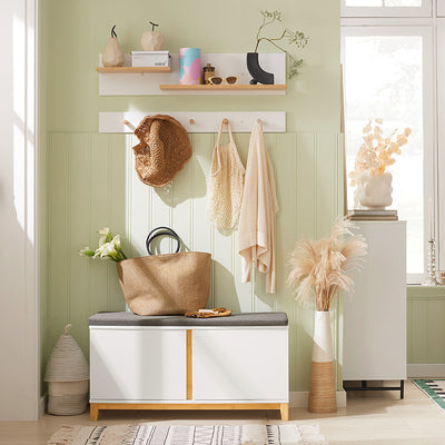 SoBuy | Schuhbank mit Sitzfläche | Sitzbank | Dielenbank | Weiß | FSR117-W