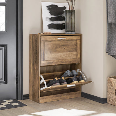 SoBuy | Schuhkipper | Schuhschrank mit 2 Klappen | Schuhkommode | FSR137-F