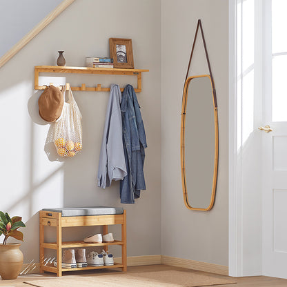 SoBuy | Schuhbank | Sitzbank mit Schuhregal | Breit 55cm Bambus | FSR49-N