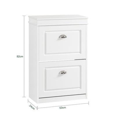 SoBuy | Schuhkipper | Schuhschrank mit 2 Klappen | Schuhkommode Weiß | FSR78-W