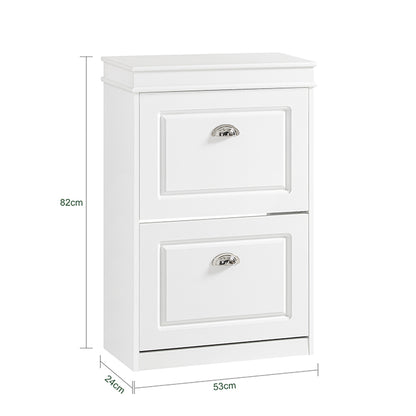 SoBuy | Schuhkipper | Schuhschrank mit 2 Klappen | Schuhkommode Weiß | FSR78-W