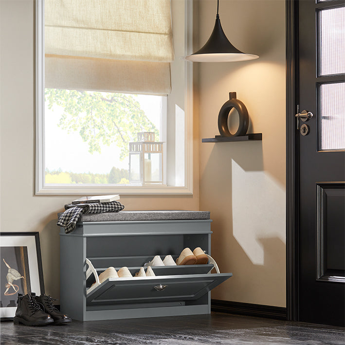 SoBuy | Schuhkipper | Schuhbank | Sitzbank | Schuhkommode | Schuhschrank Hellgrau | FSR82-L-HG