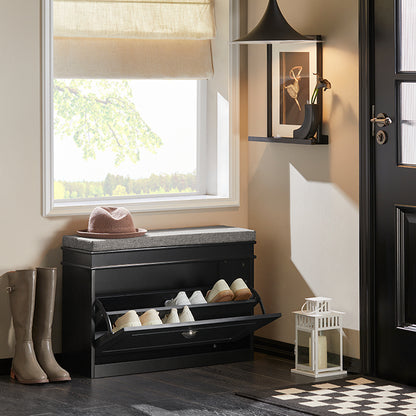 SoBuy | Schuhkipper | Schuhbank | Sitzbank | Schuhkommode | Schuhschrank Schwarz | FSR82-L-SCH