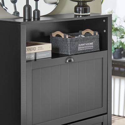 Vorverkauf | SoBuy | Schuhkipper | Schuhschrank mit 2 Klappen | Schuhkommode Schwarz | FSR87-SCH