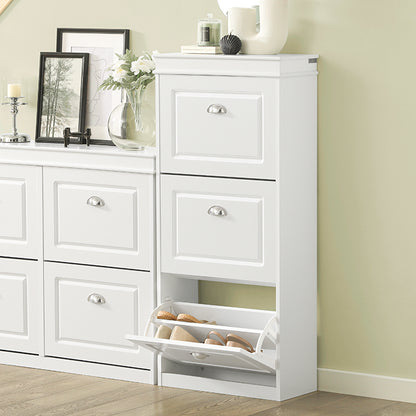 SoBuy | Schuhkipper-Set | Schuhbank und Schuhkommode | Schmal 24cm | Weiß | FSR82-L-W+FSR94-W