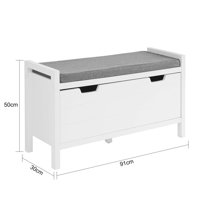 SoBuy | Sitzkommode | Sitzbank mit Sitzfläche | Schuhtruhe | Weiß | FSR97-W