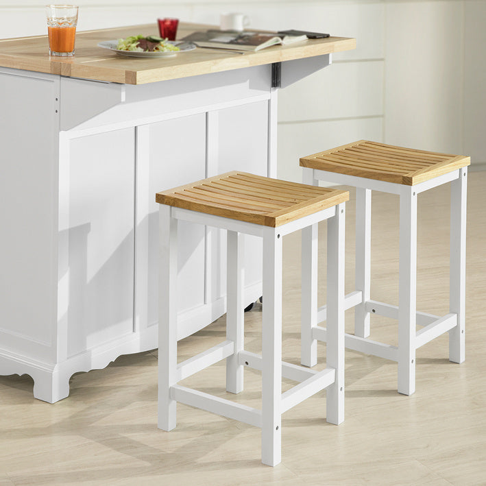 Sobuy SoBuy 2er Set Hocker Holzstuhl Küchenstuhl Sitzhöhe 61cm FST29-WNx2