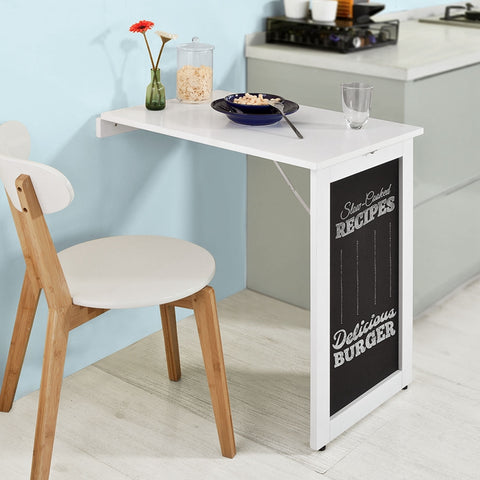 SoBuy | Wandtisch klappbar | Wandtisch mit Küchen Tafel | Klapptisch Weiß | FWT20-W