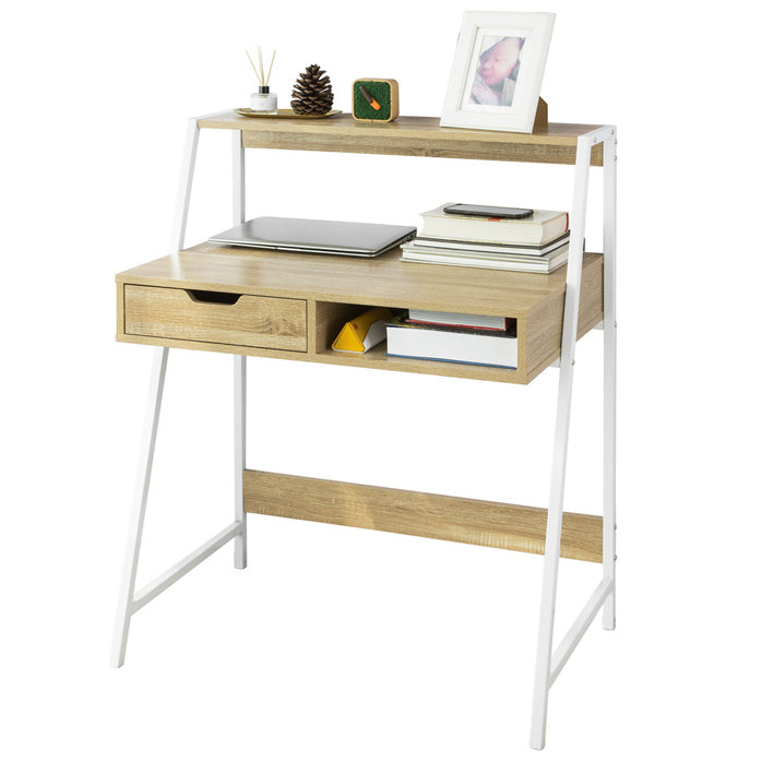 SoBuy | Schreibtisch | Bürotisch | Arbeitstisch | Weiß-Natur | FWT63-N