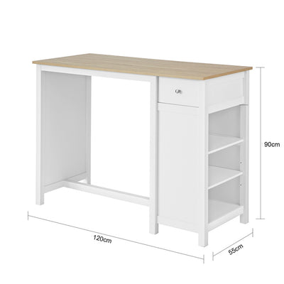 SoBuy | Bartisch | Kücheninsel | Küchentisch | weiß-Natur | FWT64-WN