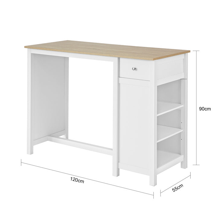 SoBuy | Bartisch | Kücheninsel | Küchentisch | weiß-Natur | FWT64-WN