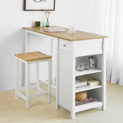 SoBuy | Bartisch | Kücheninsel | Küchentisch | weiß-Natur | FWT64-WN