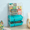SoBuy | Kinderbücherregal | Spielzeugaufbewahrungregal | Weiß/Blau | KMB07-B