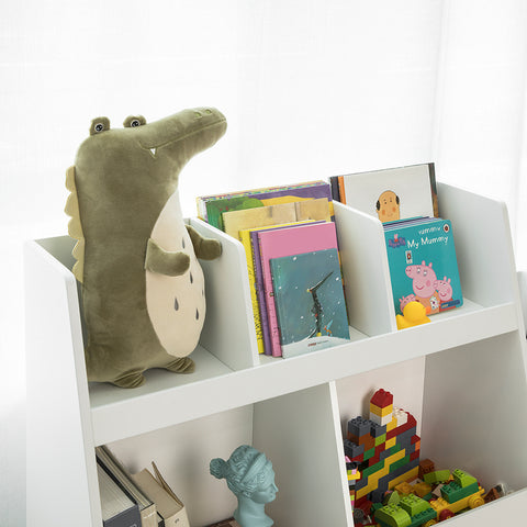 SoBuy | Kinderbücherregal | Spielzeugtruhe | Aufbewahrungsregal Kinderzimmer | Weiß | KMB19-W