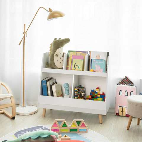 SoBuy | Kinderbücherregal | Spielzeugtruhe | Aufbewahrungsregal Kinderzimmer | Weiß | KMB19-W